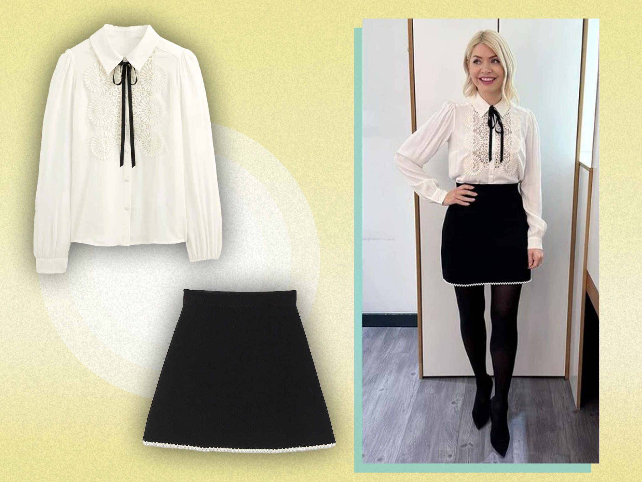 Black skirt and shop white blouse outfit